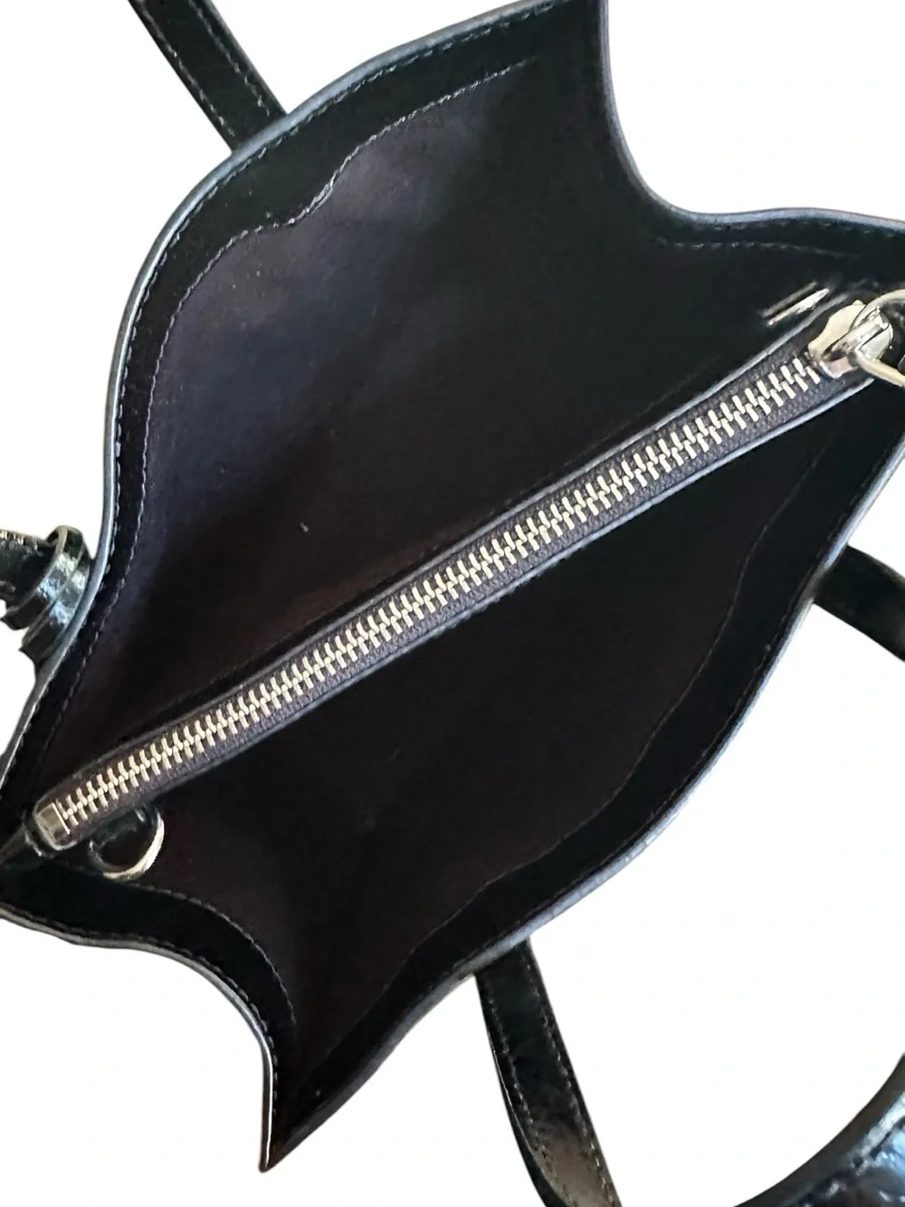 Marc Jacobs Shiny Crinkle Leather Mini Tote Crossbody Padlock Black NWOT